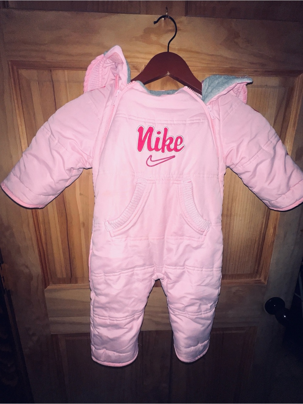 Nike Light Pink and Gray Fleece-Lined Baby Jacket